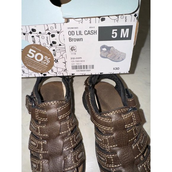 Okie Dokie Toddler Boys Lil Cash Brown Adjustable Sandals - Size 5 - Picture 6 of 6